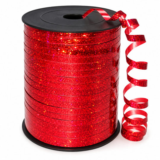 Rola Panglica Laser pentru Baloane si Cadouri, 5 mm x 457 m, Efect Lucios, Rosu