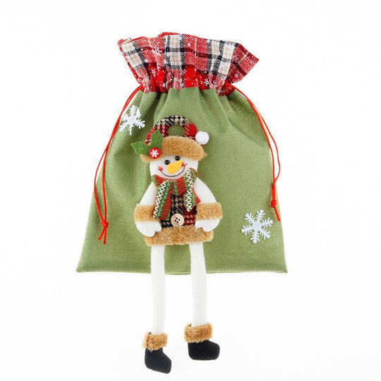 Sac cadouri, tematica Om de Zapada, Material Textil, 30x25 cm, cu Siret, Verde