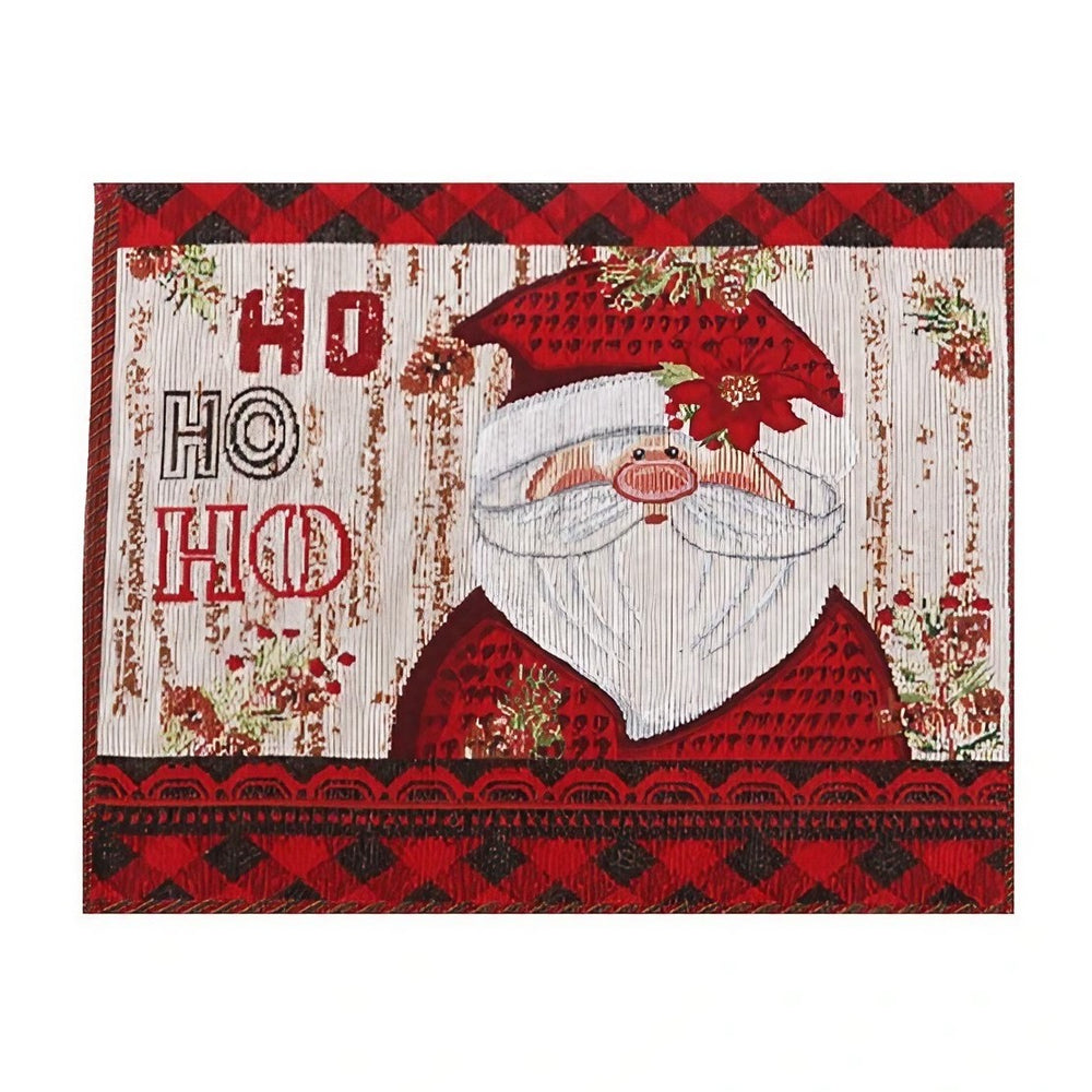 Servet de Masa, Model Mos Craciun, Scris HoHoHo, Tematica Craciun, Prosop pentru Masa, Bumbac si Fibre Sintetice, 43x33 cm, Rosu