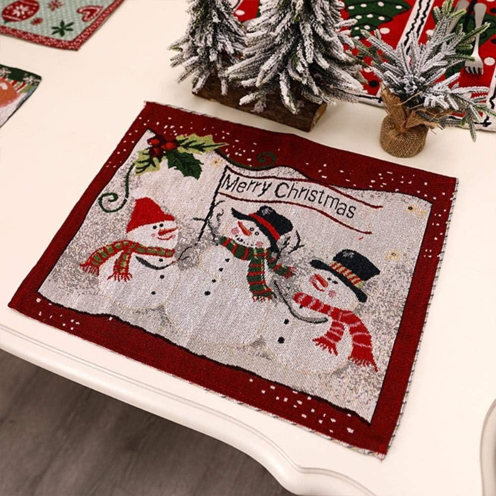 Servet de Masa, Model Oameni de Zapada, Scris Merry Christmas, Tematica Craciun, Prosop pentru Masa, 47x33 cm, Bumbac si Fibre Sintetice, Rosu