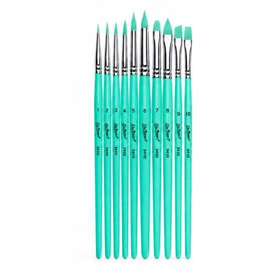 Set 10 Pensule pentru Pictura pe Fata si Corp, Varfuri Asortate, 21x5x2 cm, Turcoaz