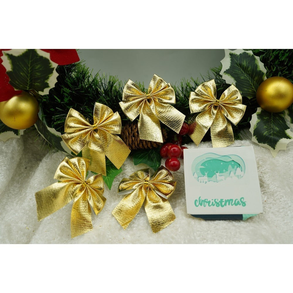 Set 12 fundite pentru brad, Aurii, 6 x 8 cm, din poliester