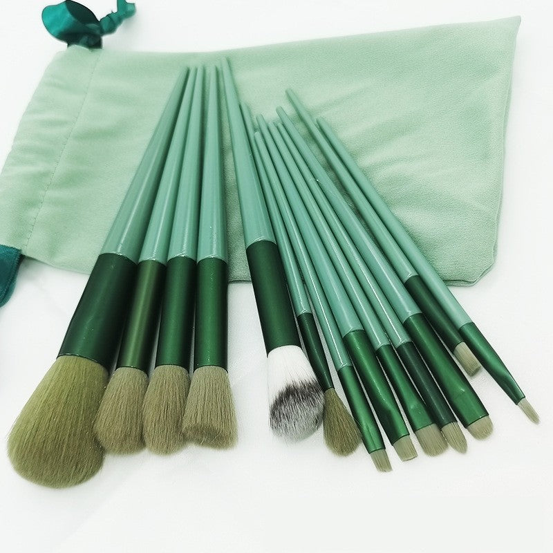 Set 13 pensule pentru machiaj, super soft, makeup profesional/incepatori, verde