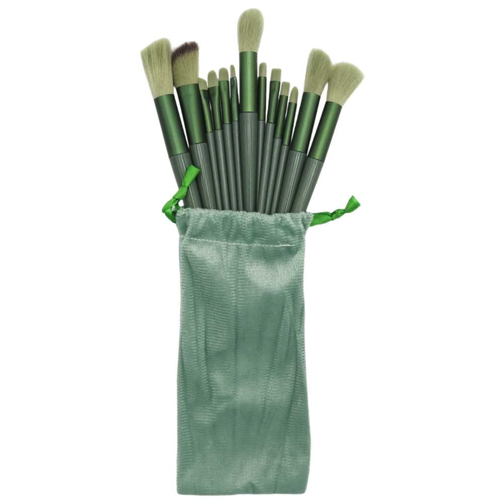 Set 13 pensule pentru machiaj, super soft, makeup profesional/incepatori, verde