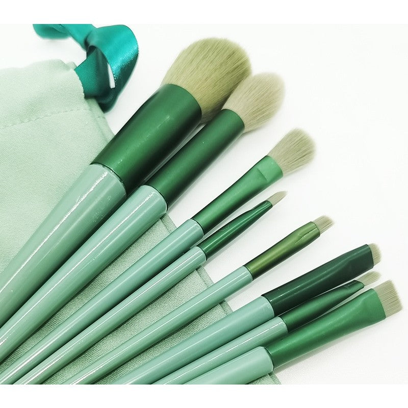Set 13 pensule pentru machiaj, super soft, makeup profesional/incepatori, verde