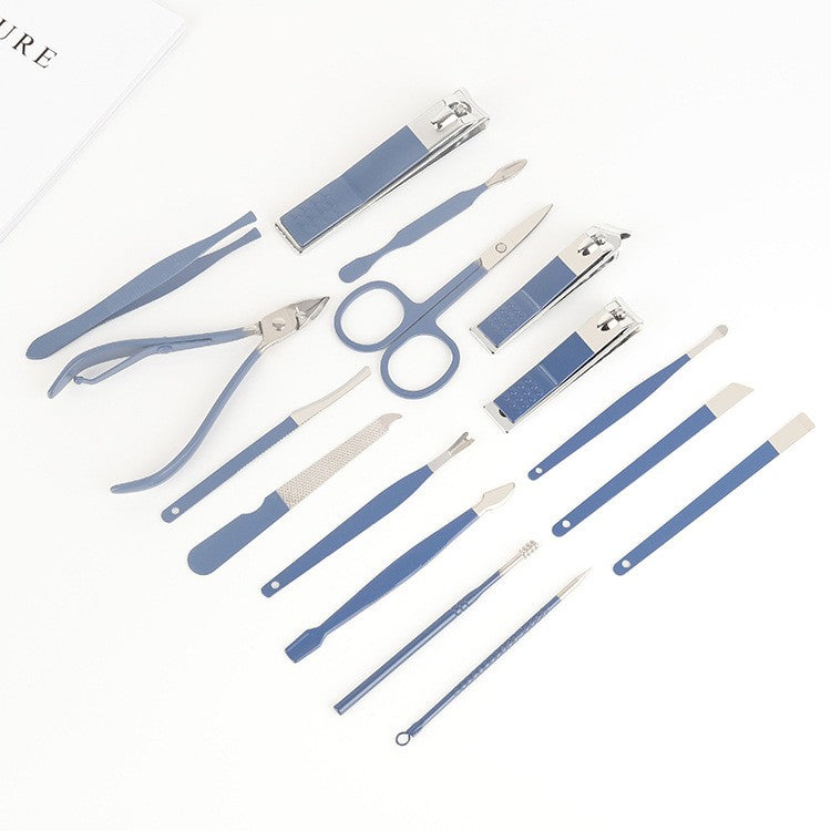 Set 16 Piese de Ingrijire Cosmetica, pentru Manichiura, Pedichiura, Fata, Geanta Organizatoare din Piele Ecologica Inclusa, Mov