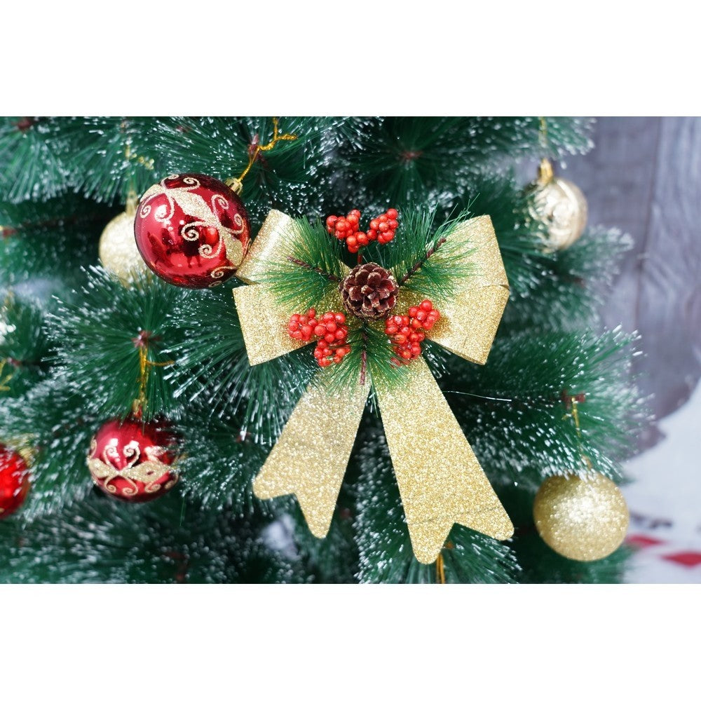 Set 2 fundite pentru brad, Aurii, decorate, cu sclipici, 14 x 19 cm, din poliester