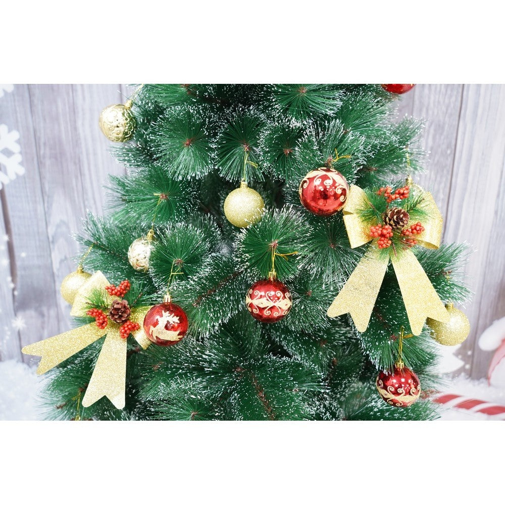 Set 2 fundite pentru brad, Aurii, decorate, cu sclipici, 14 x 19 cm, din poliester