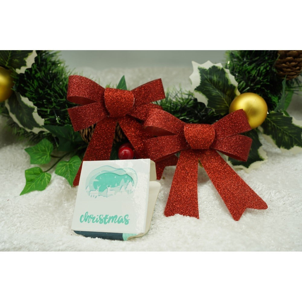 Set 3 fundite pentru brad, Rosii, cu sclipici, 10 x 11 cm, din poliester