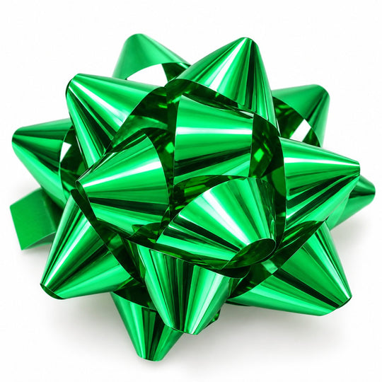 Set 50 Funde Decorative Tip Stea, PET Lucios, 7.6 cm, Ambalare Cadouri, Verde