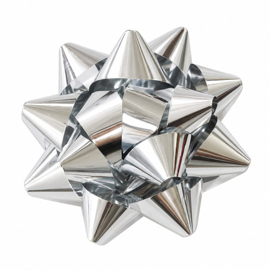 Set 50 Funde Decorative Tip Stea, PET Lucios, 7.6 cm, Ambalare Cadouri, Gri