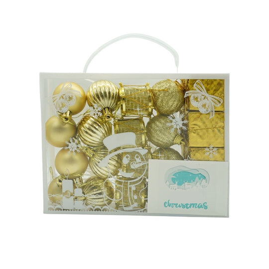 Set de 20 ornamente de brad, de tip Glob, Auriu, din polistiren, cu finisaj sclipitor, cutie 4 cm adancime x 20 cm lungime x 16 cm inaltime
