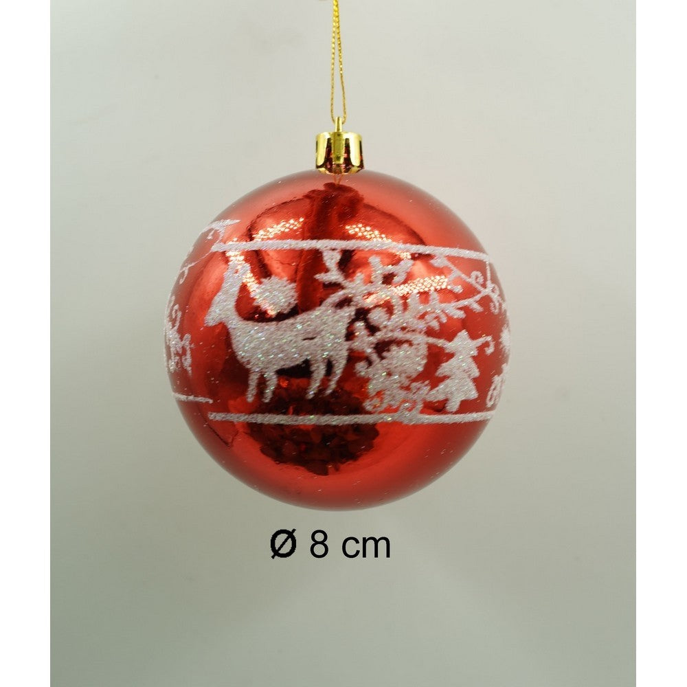 Set de 24 ornamente de brad, de tip Glob, Multicolor, cu ø de 8 cm, din plastic, cu