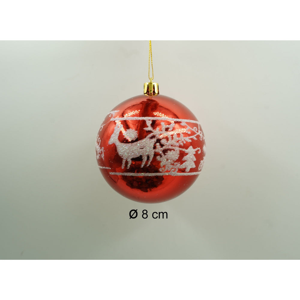 Set de 24 ornamente de brad, de tip Glob, Multicolor, cu ø de 8 cm, din plastic, cu