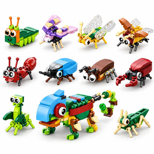 Set de Constructie, Model Insecte 10 in 1, 310 Piese, 10 Modele, Varsta 6+ Ani, 14.3x4.5x5.6 cm, Multicolor