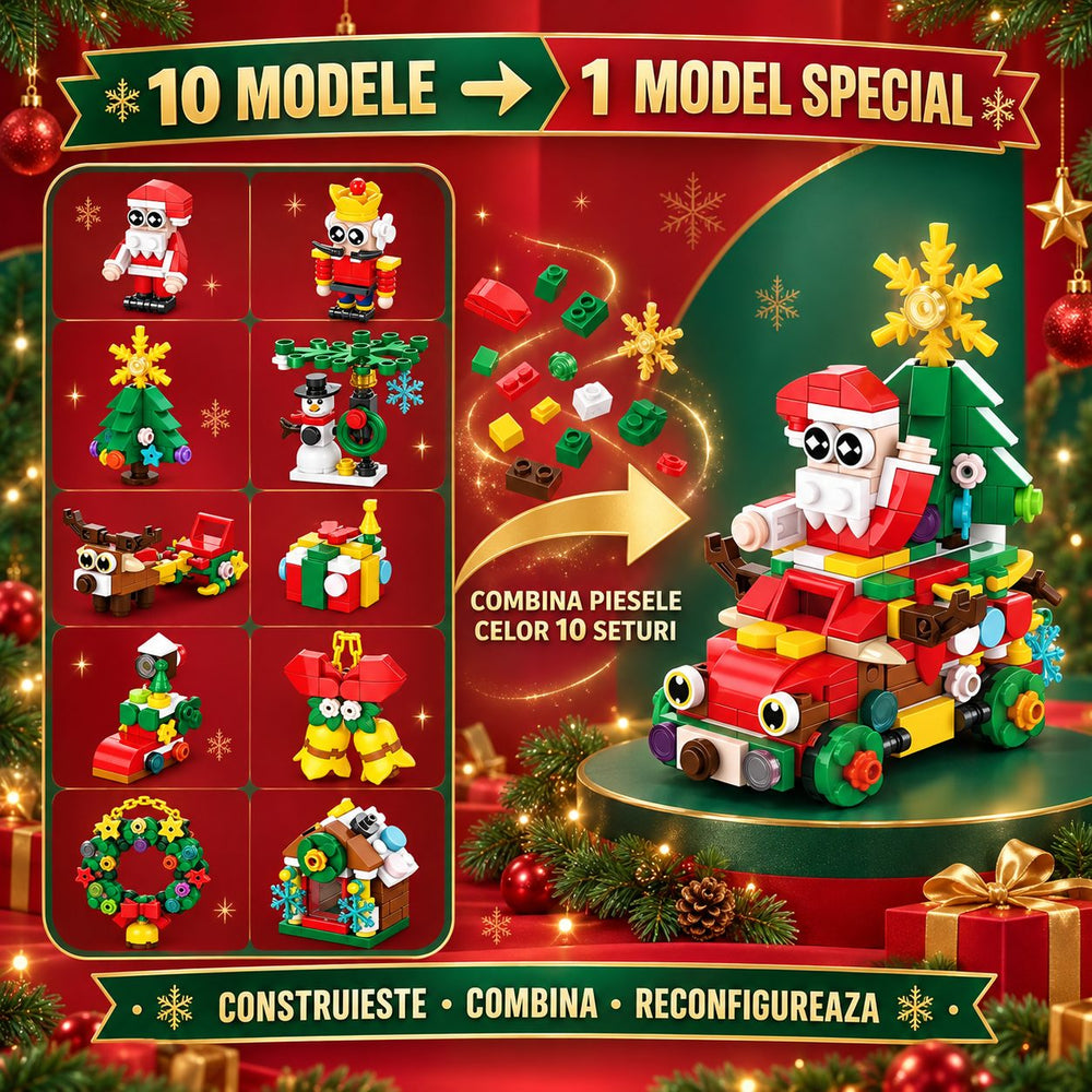 Set de Constructie, Tematica de Craciun 10 in 1, 352 Piese, 10 Modele, Varsta 6+ Ani, 9.5 x 7.1 x 10.6 cm, Multicolor