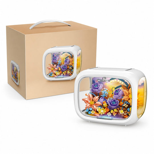 Set de Construit in Cutie, din Plastic, Model Flori 2, Joc de Asamblare cu Cutie Decorativa si Aranjament Floral, Varsta 14 Ani+, Dimensiune 21.4x14.8x16.5 cm, Multicolor