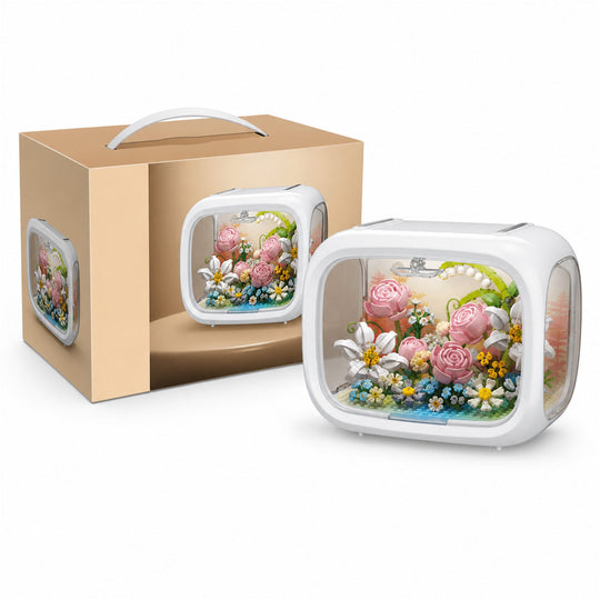 Set de Construit in Cutie, din Plastic, Model Flori, Joc de Asamblare cu Cutie Decorativa si Aranjament Floral, Varsta 14 Ani+, Dimensiune 21.4x14.8x16.5 cm, Multicolor