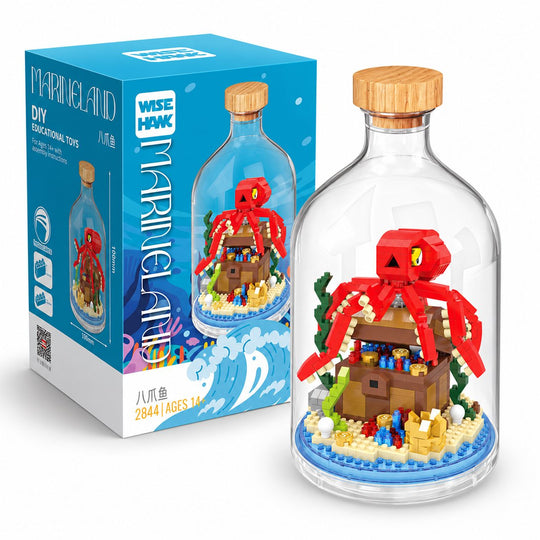 Set de Construit in Sticla, din Plastic, +14 Ani, 10 x 19.6 cm, Model Caracatita Multicolor