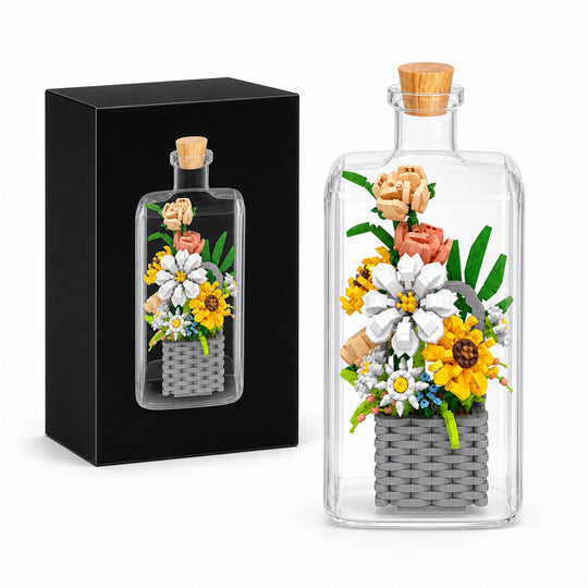 Set de Construit in Sticla, Tematica Flori, Model 2, Jucarie Tip Blocuri din Plastic, Decoratiune DIY pentru Asamblare, Dimensiune 36 x 31 x 7.4 cm, Varsta 14 Ani+, Multicolor