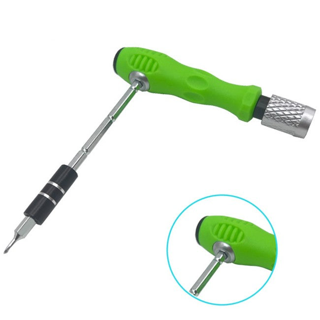 Set de Surubelnite 32-in-1 cu Clichet, Cromate, Set de Uz Casnic pentru Repararea Electronicelor Mici, Maner durabil Verde, 10.5 x 7 x 3 cm, Gri