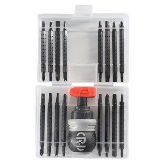 Set de Surubelnite 34-in-1 cu Clichet, Set de Uz Casnic pentru Repararea Electronicelor Mici, Maner durabil, 12 x 10 x 5 cm, Negru Mat