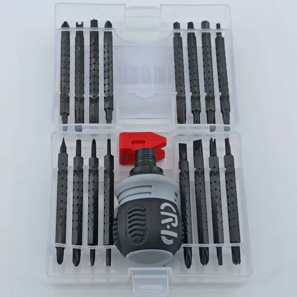 Set de Surubelnite 34-in-1 cu Clichet, Set de Uz Casnic pentru Repararea Electronicelor Mici, Maner durabil, 12 x 10 x 5 cm, Negru Mat