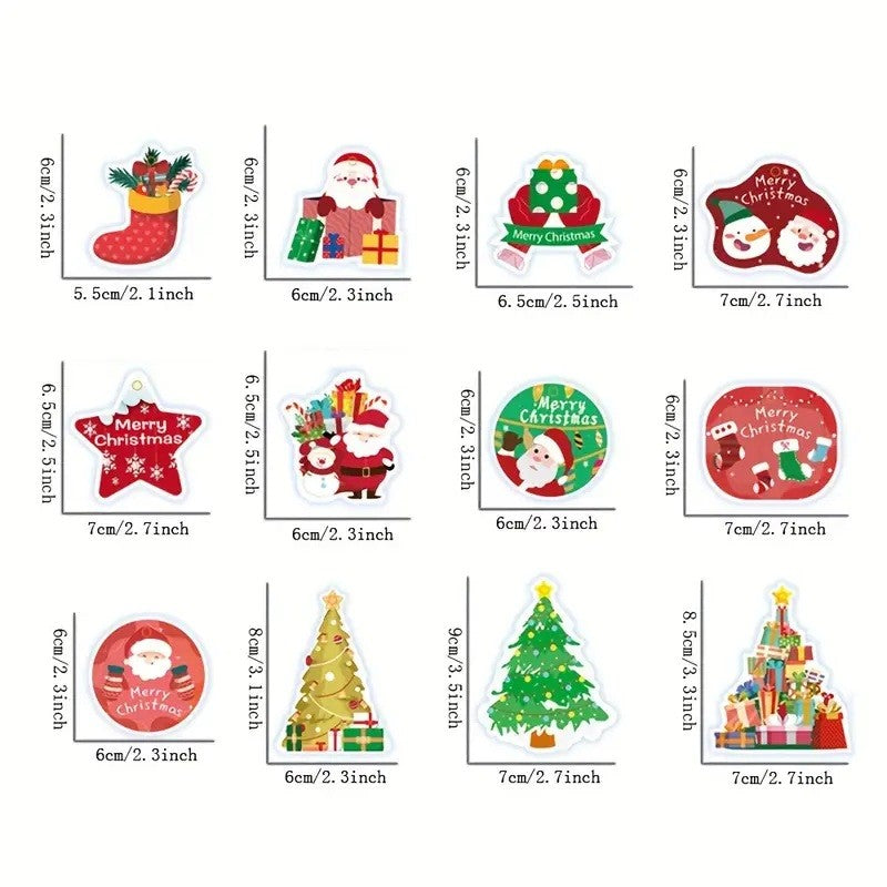 Set Decoratiuni de Craciun pentru Brad, Modele Variate, Sfoara Inclusa, 12 Piese, 6 x 7 cm