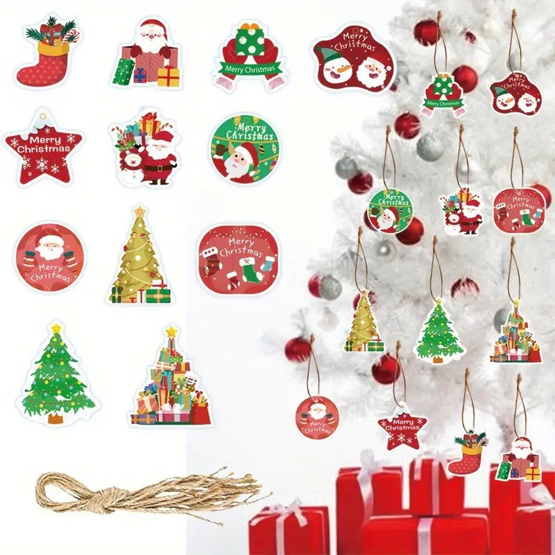 Set Decoratiuni de Craciun pentru Brad, Modele Variate, Sfoara Inclusa, 12 Piese, 6 x 7 cm
