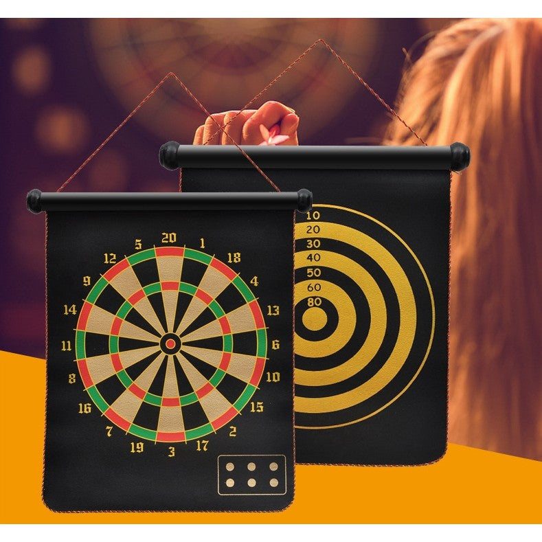 Set Joc Darts, Doua Fete pentru Joc, 6 Sageti Incluse, Magnetic, Dimensiuni 37 x 40 cm, Design clasic, Multicolor