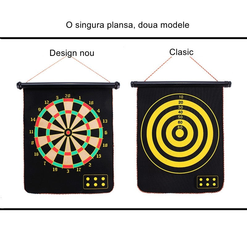 Set Joc Darts, Doua Fete pentru Joc, 6 Sageti Incluse, Magnetic, Dimensiuni 37 x 40 cm, Design clasic, Multicolor