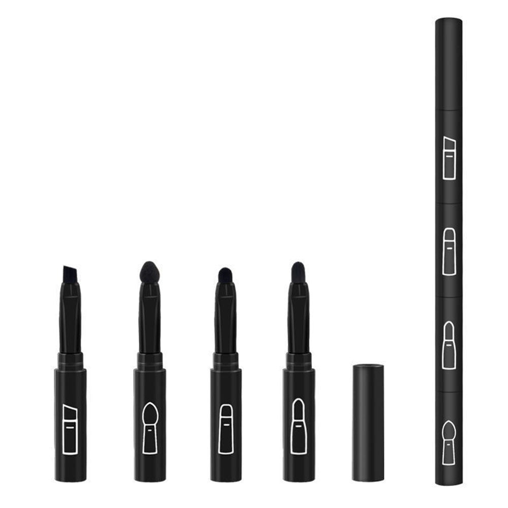 Set Pensule de Machiaj 4in1, pentru Fard, Sprancene si Buze, 16 cm, din Plastic, Negru