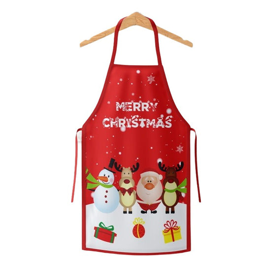 Sort de Bucatarie Decorativ, Tema Craciun, 50 x 70 cm, Model Merry Christmas, din Poliester, Rosu