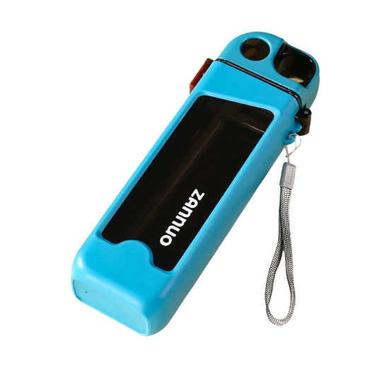Sticla de Apa pentru Sport, 350 ml, cu Pai si Capac, 23x7x4.4 cm, Buton de Blocare, din PC, Bleu