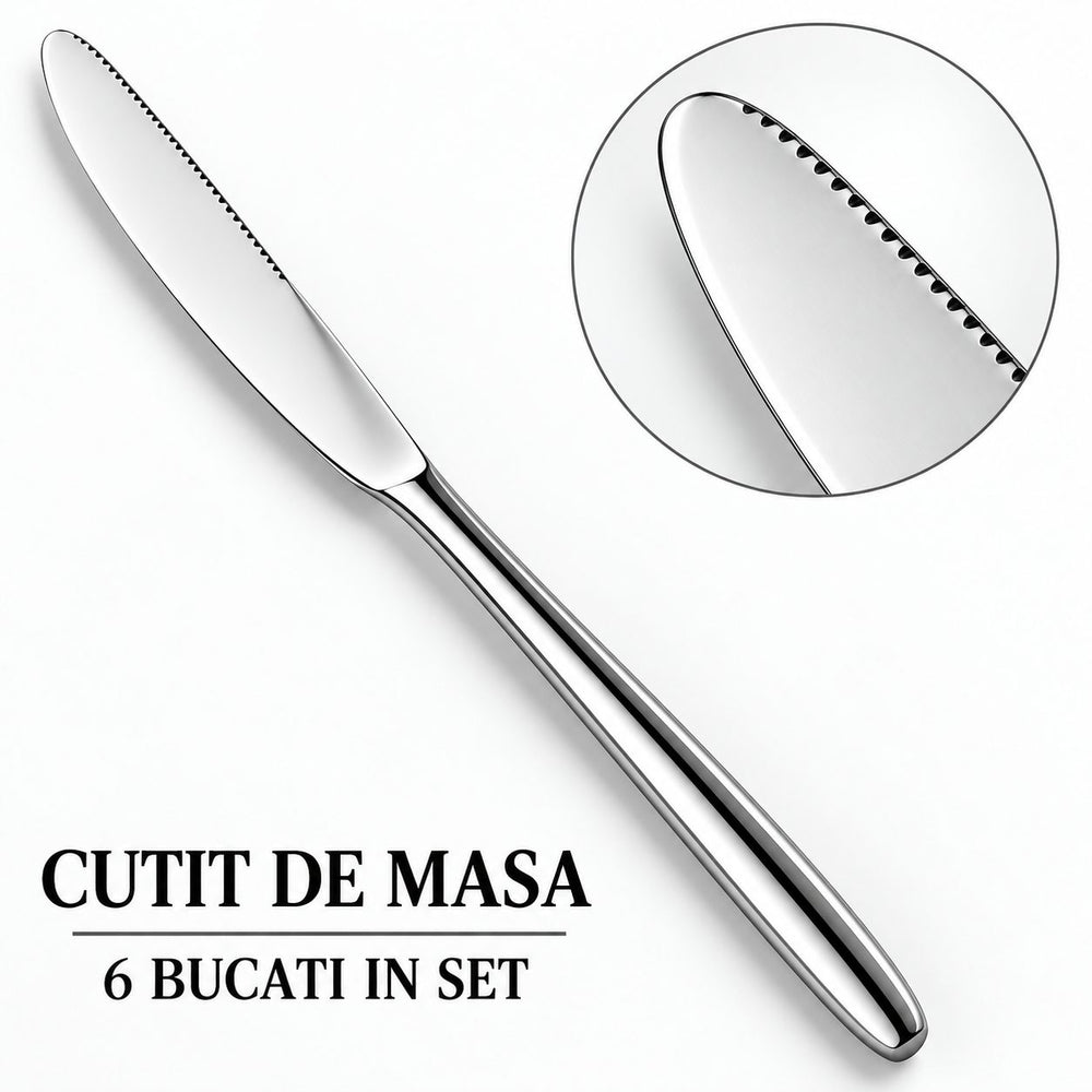 Tacamuri Portugheze, Set din 24 de Piese din Otel Inoxidabil, 6 Cutie, 6 Furculite, 6 Linguri de Masa, 6 Linguri pentru Ceai, Argintiu