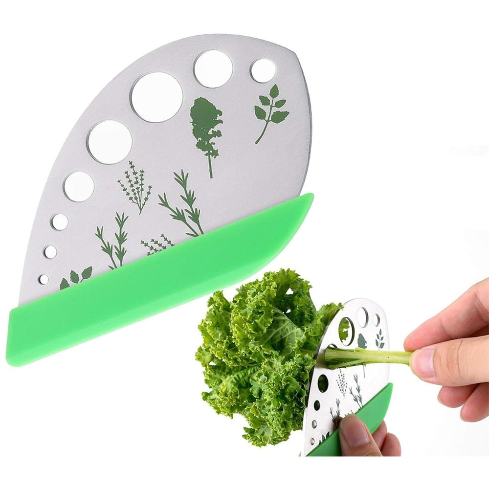 Tocator manual pentru ierburi, instrument de curatat frunze, margini ascutie, 9 gauri de diferite dimensiuni, multifunctional, material otel inoxidabil, maner ergonomic, rezistent la rugina, 12.3 x 6.9 cm, argintiu