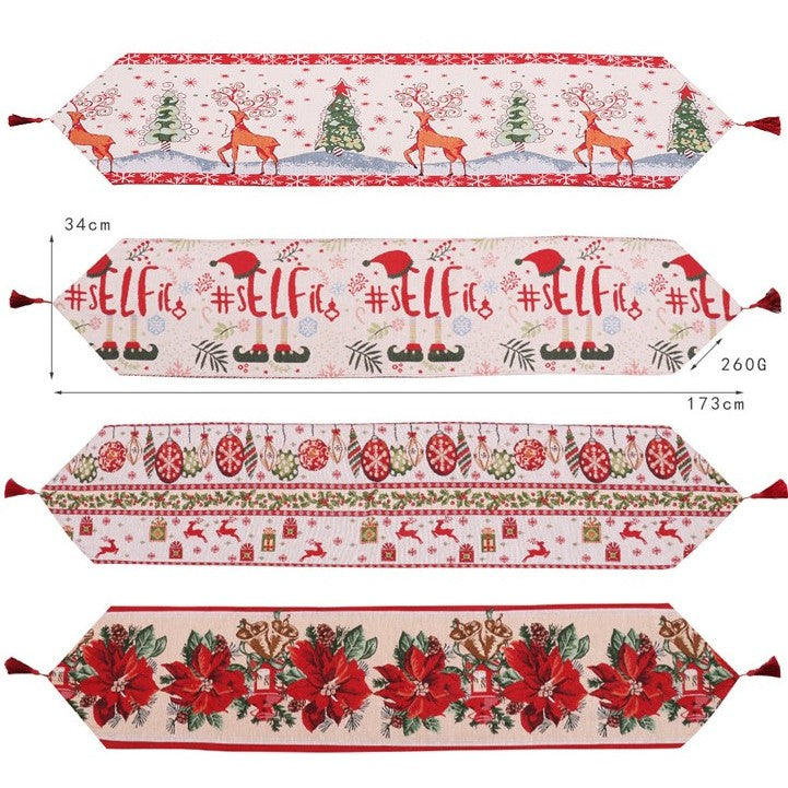 Traversa de Masa pentru Craciun, Napron, din Material Tricotat cu Tesatura Groasa, Model