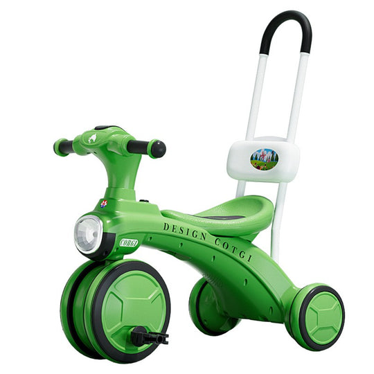 Tricicleta pentru copii, pedalare, impingere, lumini si sunete, pedale antiderapante, material dur, cos depozitare, varsta peste 18 luni