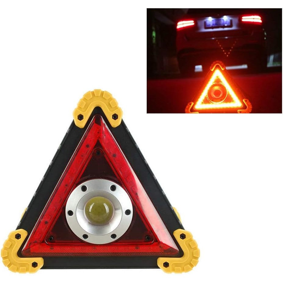 Triunghi Multifunctional de Avertizare, Lanterna LED, Impermeabil IP65, 800 lm, 2 x AA, Functie Incarcare Telefon, USB si Micro USB, COB 33, Portocaliu