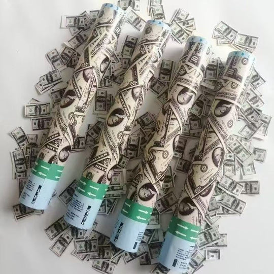 Tub de Confetti, Money, 30x5 cm, Confetii Asortate Model Dolari, Eliberare prin Rasucire, Multicolor