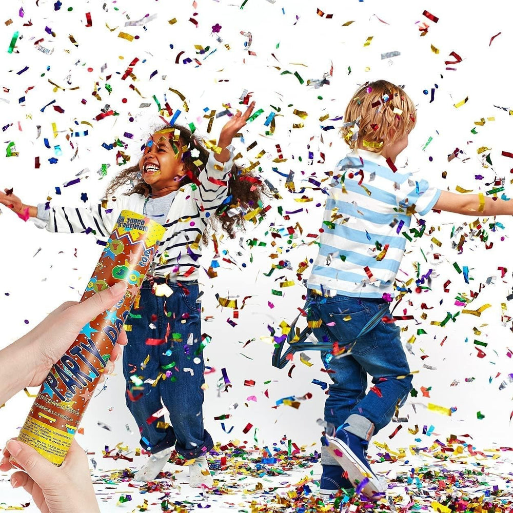 Tub de Confetti, Party Popper, 30x5 cm, Confetii Asortate din Aluminiu, Multicolor