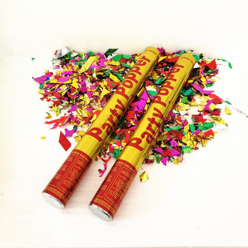 Tub de Confetti, Party Popper, 40x5 cm, Confetii Asortate din Aluminiu, Multicolor