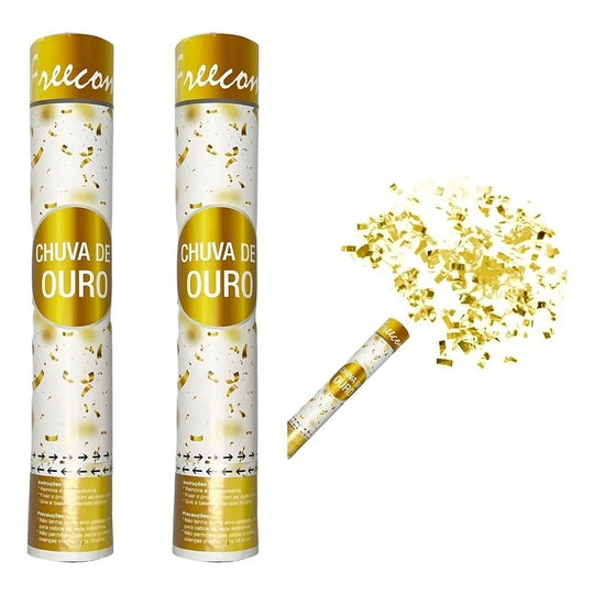 Tun Confetti, Model Folie Aurie, 40 cm, Ambalaj din Carton, Eliberare prin Rasucire, Auriu