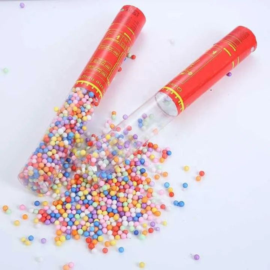 Tun de Confetti, 30 cm., Model Bilute, Confetti din Polistiren, Ambalaj de Plastic, Multicolor